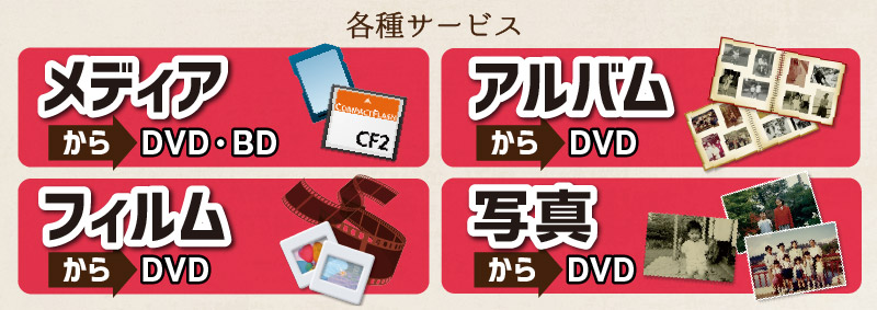 メディアからDVDへ　アルバムからDVDへ　フィルムからDVDへ　写真からDVDへ